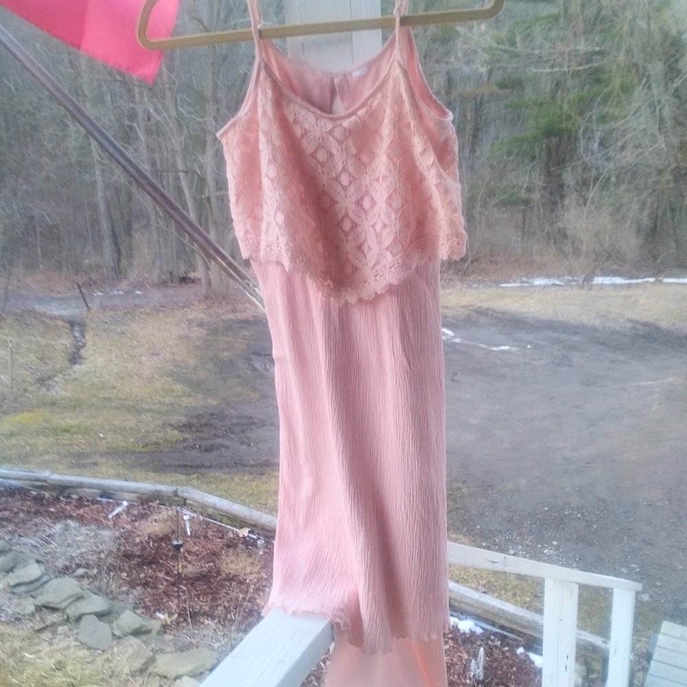 *** Pink Lace Overlay Dress
